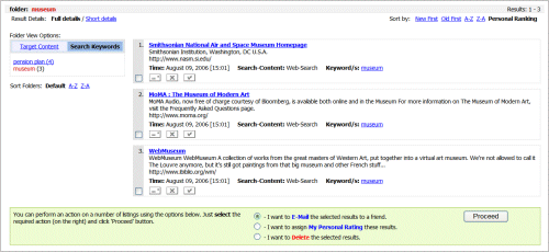 personal search folder extension interface