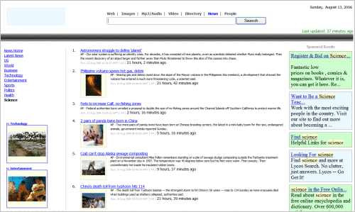 example of mini portal as a news category with sponsored listings